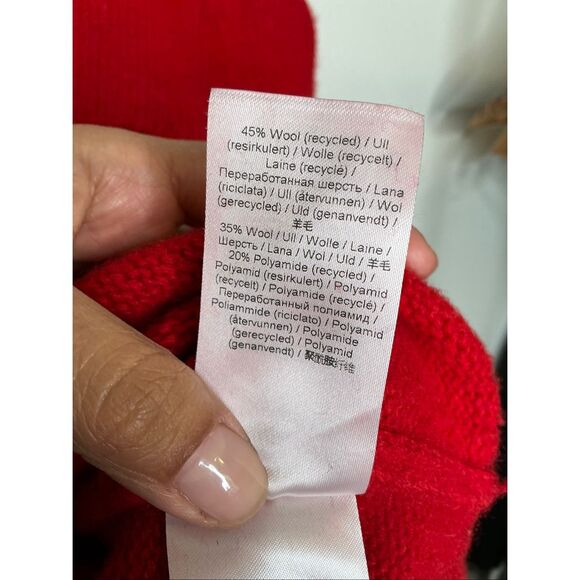 GANNI World Graphic Wool Blend Sweater In Barbados Cherry - Picture 8 of 9